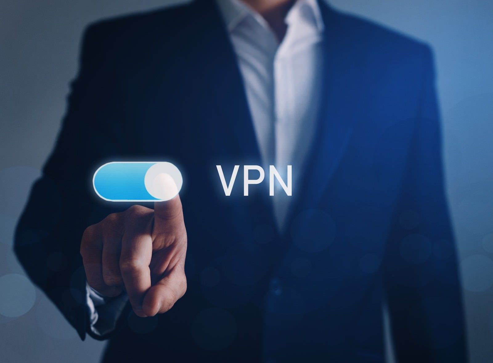 Business man enabling VPN connection